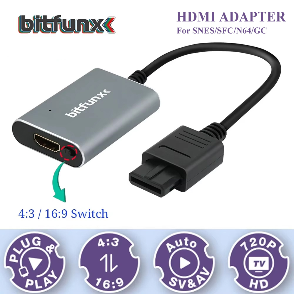 Retro Gaming Device - Bitfunx 720P Svideo/AV naar HDMI Adapter