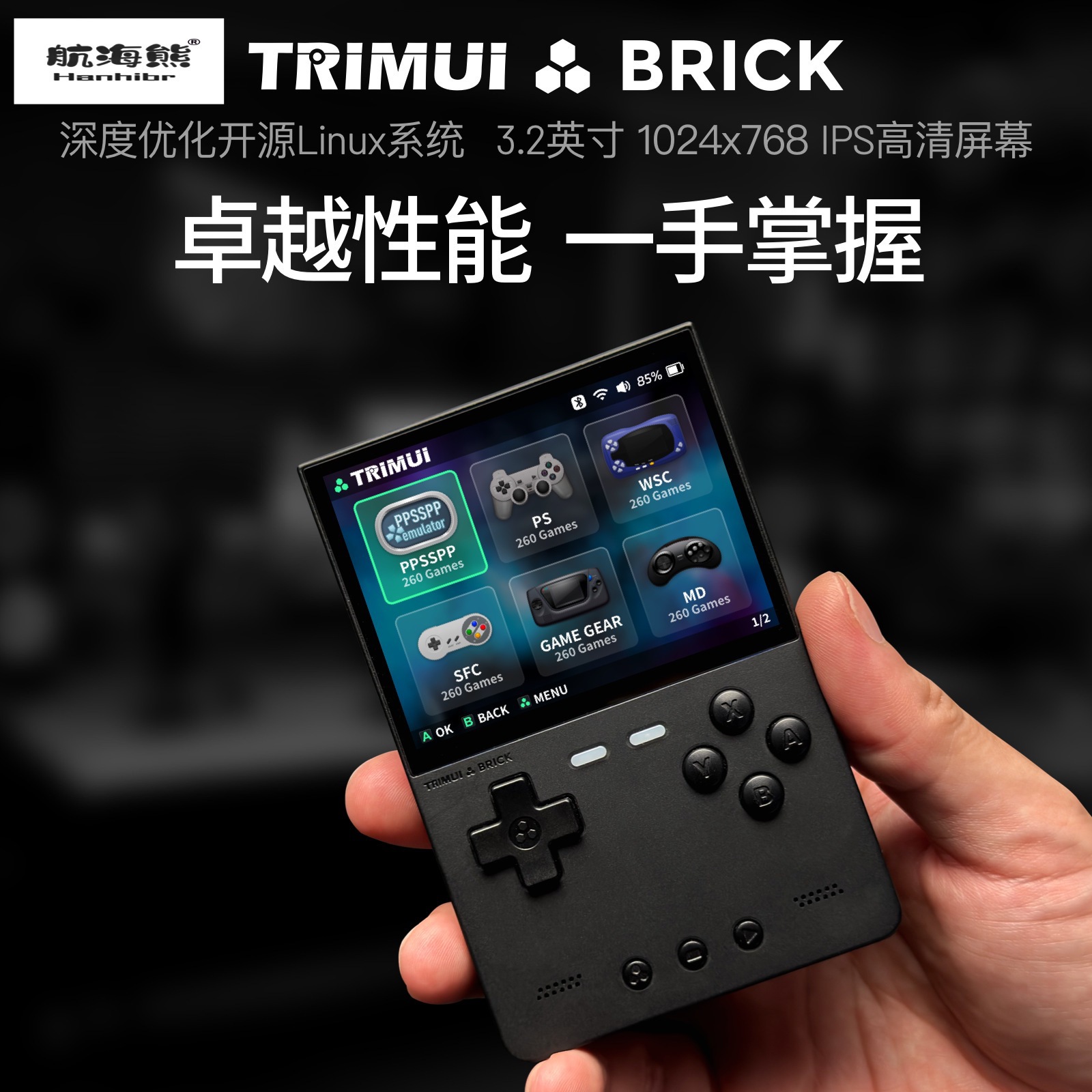 2026 Nieuwe AMPOWN TRIMUI BRIC - Retro Handheld Console recensie en prijs